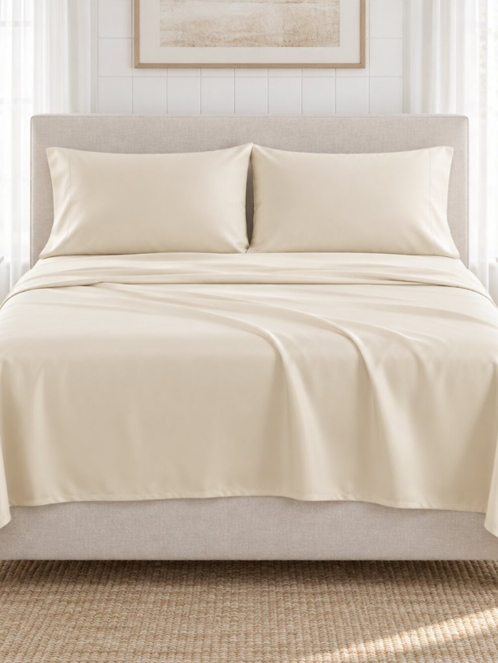 Home Collection Premium Rayon from Bamboo Sheet Set or Pillowcases, Ivory